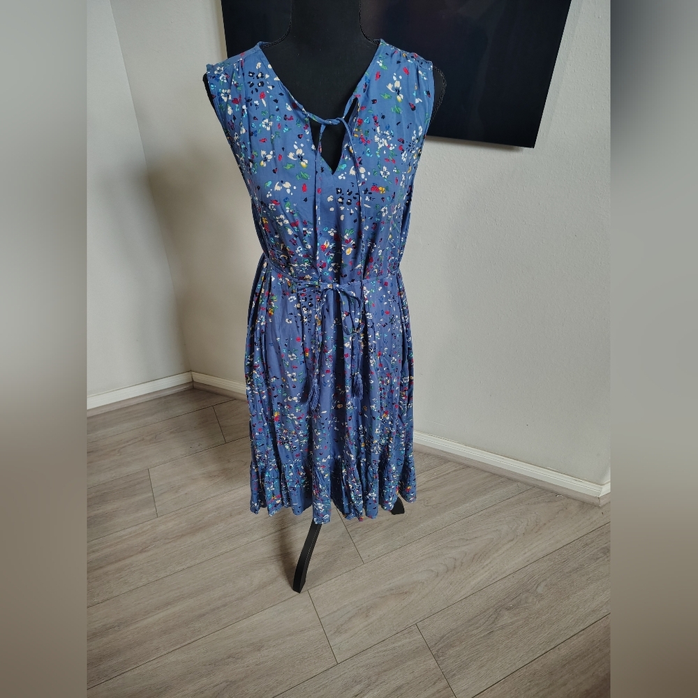 Beachlunchlounge Floral Blue Dress Sleeveless Size Large.